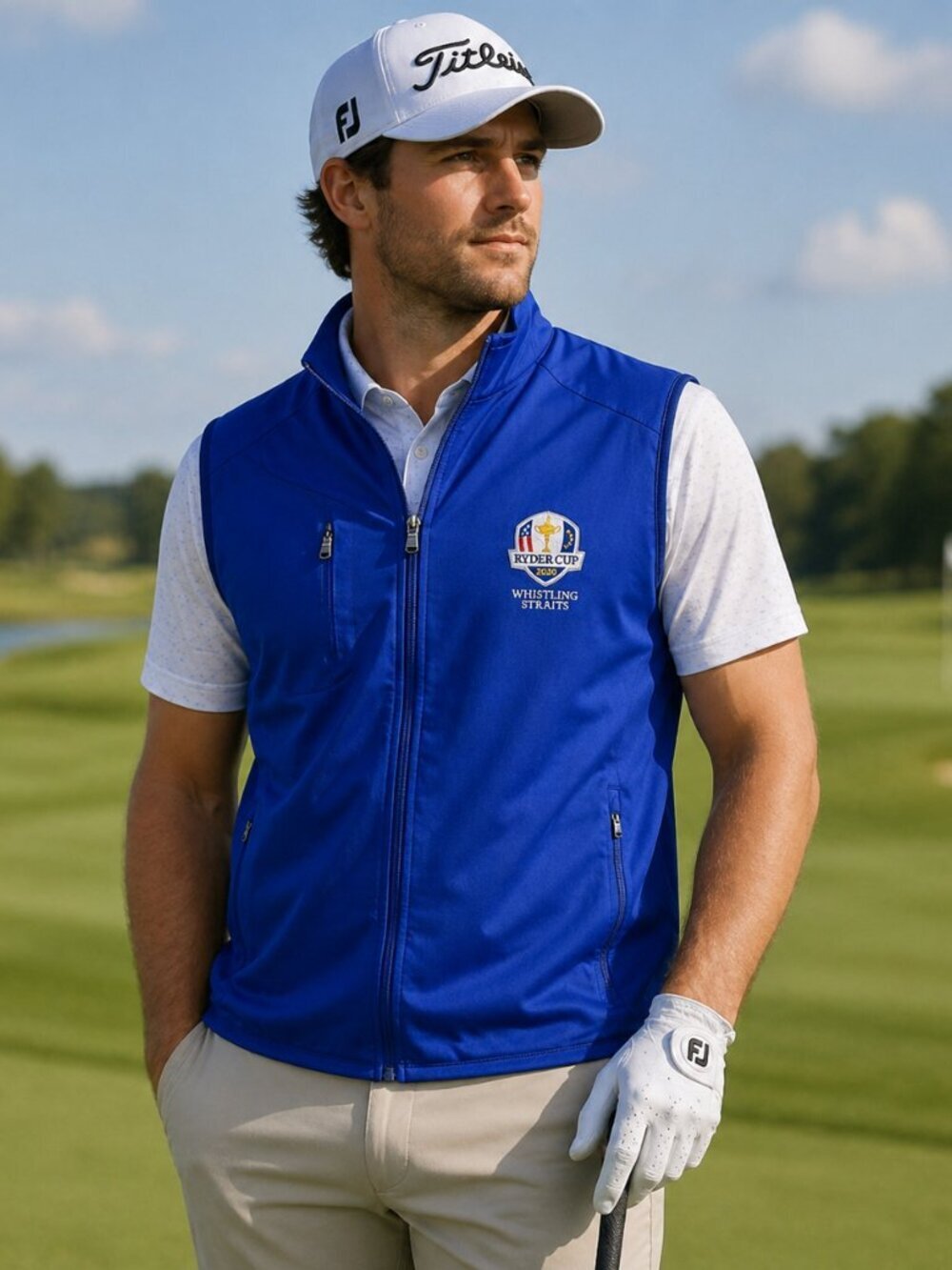 Ralph Lauren Golf Vest Blue Orange Zip Performance Ryder Cup 2020 Large